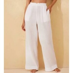 Shade & Shore wide leg Pants Womens XL 16 White Gauze Swim Cover Up Beach